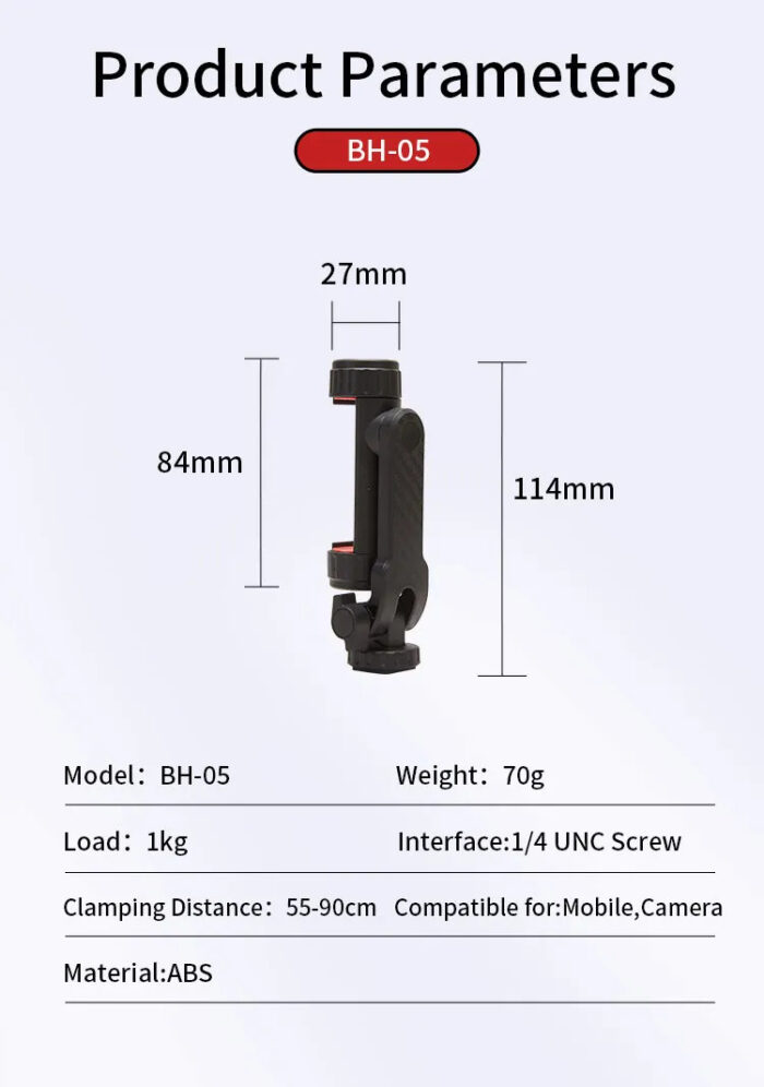 Jamary BH-05 Mobile Holder | Double Cold Shoe Mount for Smartphone & DSLR - Image 3