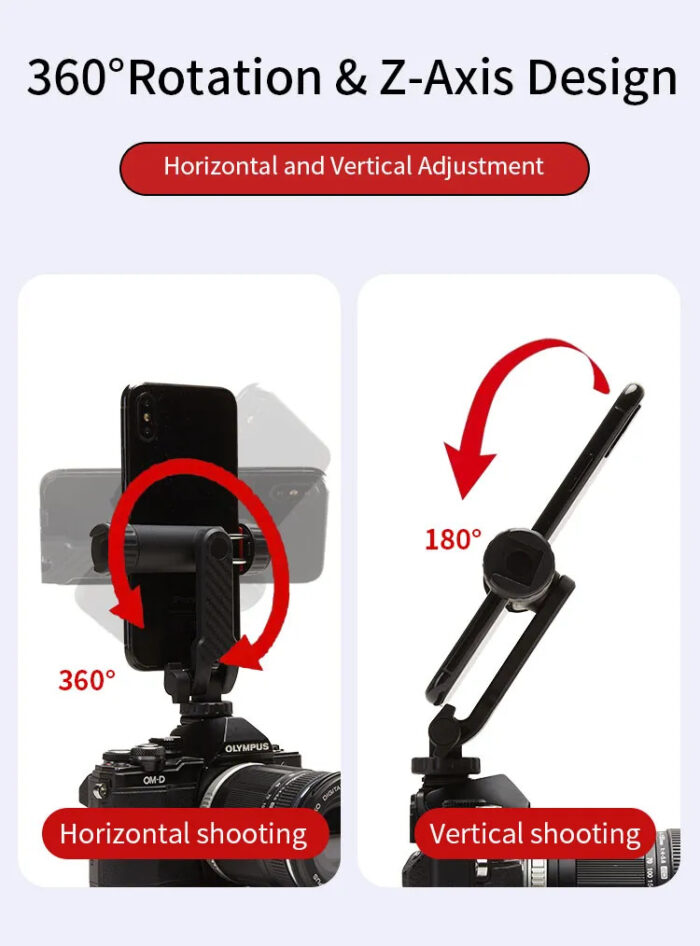 Jamary BH-05 Mobile Holder | Double Cold Shoe Mount for Smartphone & DSLR - Image 2