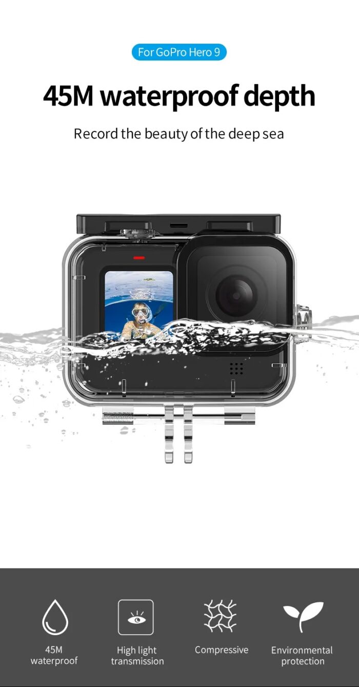 TELESIN Waterproof Case 45M for GoPro Hero 12/11/10/9 Black - Image 3